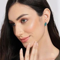 Sohi Green Gold-Plated Butterfly Enamelled Contemporary Stud Earrings-picture-35