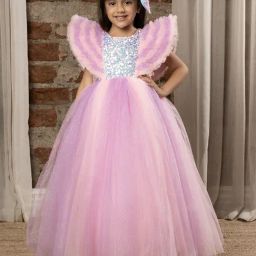 Ministitch Girls Baby Pink Flared Fit Party Gown-image-12