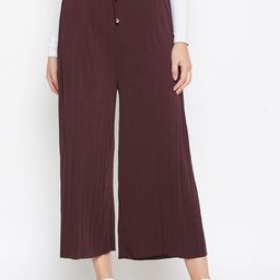 Camey Women Coffee Brown Solid Straight Palazzos-image-75