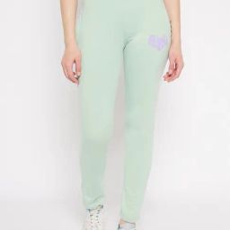 Madame M Secret Mint Cotton Blend Relaxed Fit Solid Track Pant-43