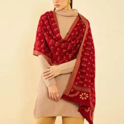 Soch Maroon Woven Pattern Shawl-image-9