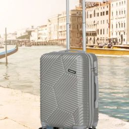 Teakwood Leathers Silver Geometric Medium Hard Sided Checked Luggage-image-72