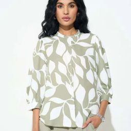 Annabelle By Pantaloons Desert Sage Regular Fit Printed Shirt-picture-8