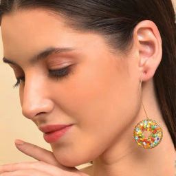 Sohi Gold-Toned Multicoloured Contemporary Drop Earrings-38