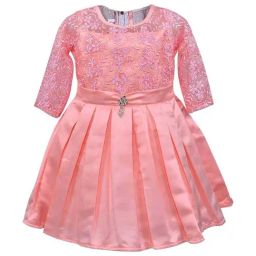 Wish Karo Kids Peach Embroidery Frock-image-45