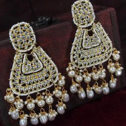 Peora Golden Kundan Earrings for Women-image-30