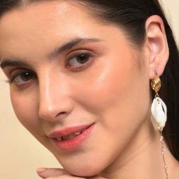 Sohi Gold-Toned White Contemporary Drop Earrings-18
