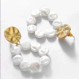Sohi Gold-Toned Pearls Gold-Plated Contemporary Drop Earrings image 3