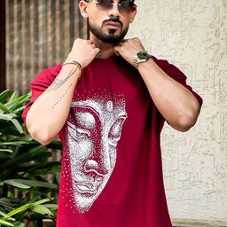 AUSK Men Graphic Printed Round Neck Cotton Oversized T-shirt-image-84