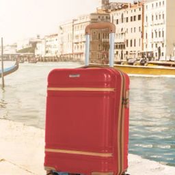 Teakwood Leathers Red Striped Small Hard Sided Cabin Trolley-image-29