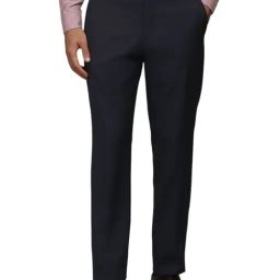 Louis Philippe Navy Slim Fit Self Pattern Trousers-image-11