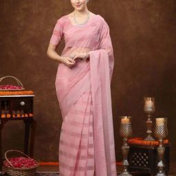Stylum Pink Embroidered Saree With Unstitched Blouse-picture-11