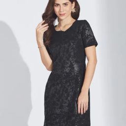 Latin Quarters Black Polyester Printed Dress-picture-27