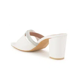 ZENVO Strapy Embellished Open Toe Block Heels image 4