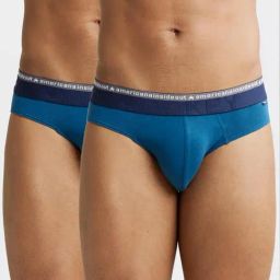 Jockey US59 Teal Super Combed Cotton Briefs with Ultrasoft Waistband - Pack of 2-image-50