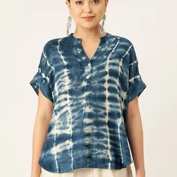 Maaesa Tie & Dye Roll-Up Sleeves Top-picture-21