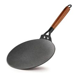 Bergner Black Odin Cast Iron Roti Tawa with Wooden Coated Handle & Induction Bottom (26cm)-9