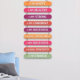ArtVibes White & Orange Colored Printed Wooden Wall Hanging-52