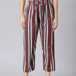 TWIN BIRDS Black & Red Striped Pants-45