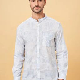 Byford by Pantaloons Cerulean Cotton Slim Fit Printed Shirt-image-18