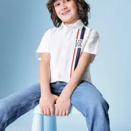 U.S. Polo Assn. Boys White Cotton Striped Shirt-picture-44