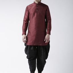 DEYANN Men Maroon & Black Solid Kurta with Patiala-image-43