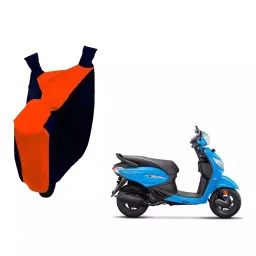 Auto Pearl Waterproof Two Wheeler Cover For Hero Pleasure+ 110 (Orange & Blue)-image-50