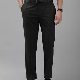 Park Avenue Men Checked Formal Trousers-image-99