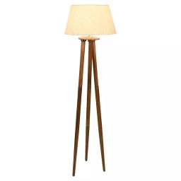Tucasa SHS-04 Mango Wood Cotton B-22 Floor Lamp 60 Inch (Brown and Beige)-image-3