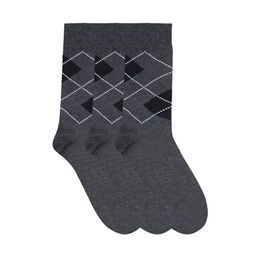 N2S NEXT2SKIN Men Grey & Black Patterned Cotton Calf-Length Socks-23