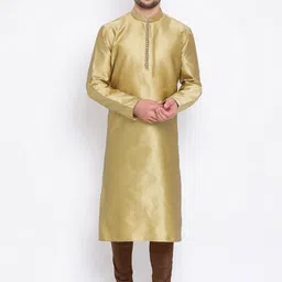 Sanwara Men Gold-Toned Woven Design Straight Kurta-image-46