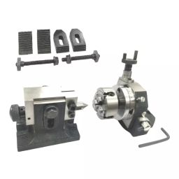 Assorts Tilting Rotary Table 80 mm (3 Inch) with 70 mm Independent Chuck, Suitable Back Plate & T Nuts Bolts, Tailstock & M6 Clamp Kit-picture-25