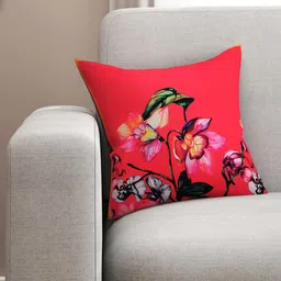 SEJ by Nisha Gupta Red & Pink Single Floral Square Cushion Cover-27