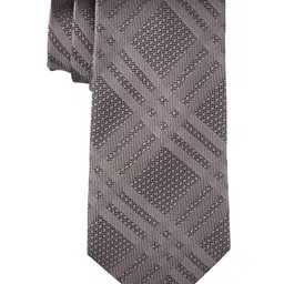 The Tie Hub Men Checked Woven Design Pure Silk Skinny Tie-image-8