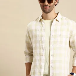 United Colors of Benetton Men Cotton Linen Slim Fit Buffalo Checked Casual Shirt-picture-41
