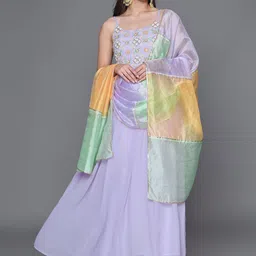 Sangria Embroidered A-Line Ethnic Dress With Dupatta-picture-37
