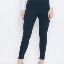 Clora Creation Women Bottle Green Solid Regular Fit Jeggings-image-35