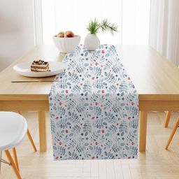 STITCHNEST White & Grey Floral Printed Table Runner-7