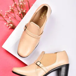 VALIOSAA Women Cream Colored Solid Boots-image-39