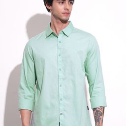 Being Human Men Classic Slim Fit Spread Collar Solid Cotton Casual Shirt-picture-23