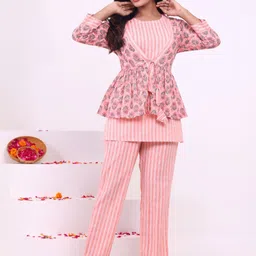 KALINI Striped Top With Trousers & Jacket Co-Ords-image-64