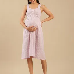 Shades of Sabi Floral Print Fit & Flare Midi Maternity Dress-image-65