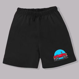 KAVEE Car Placement Print 100% Cotton Biowashed Shorts - Black-image-10