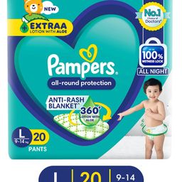 Pampers All Round Protection Pants Large Size Baby Diapers (LG) with Aloe Vera Lotion - 20 Pieces-24