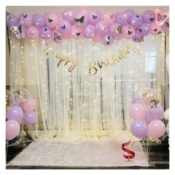 Bubble Trouble  Birthday Decorations White Net Curtain Cloth & Fairy Lights - 58 Pcs-image-48