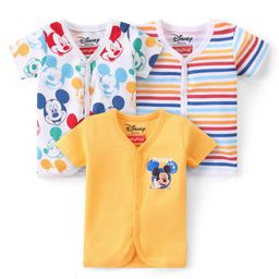 Babyhug Disney  Cotton Half Sleeves Jhablas With Mickey Mouse Print Pack of 3 - Multicolour-image-32