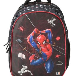 Kuber Industries School-College Bag  Marvel Spiderman Backpack for Boys and Girls  4 Compartment Travel Backpack  Water Resistant Bookbag  Bag for Daily Routine  Kids School Bag  Black-image-63