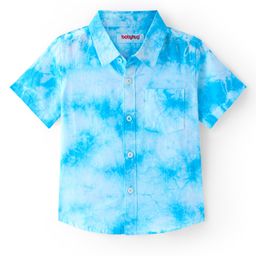 Babyhug Cotton Woven Half Sleeves Tie Dye Shirt - Blue-image-62