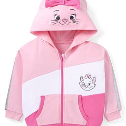 Babyhug Disney Terry Knit Full Sleeves Hooded Sweatjacket With Marie Front & Back Graphics & Applique Detailing With Kangaroo Pockets - Pink-image-71