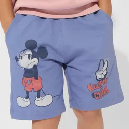 The Souled Store Disney Mickey & Friends Featuring Mickey Mouse Printed Shorts - Royal Blue-picture-12